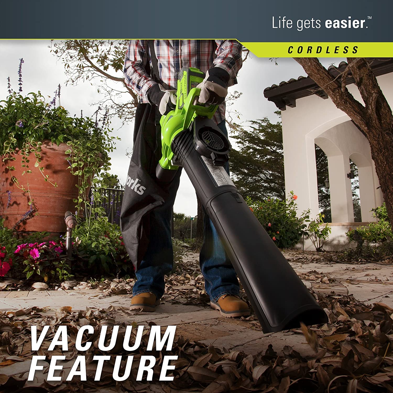 40-V-Akku-Laubbläser/Staubsauger, 185 MPH variable Geschwindigkeit, 4,0-Ah-Akku und Ladegerät inklusive, Modell 24322