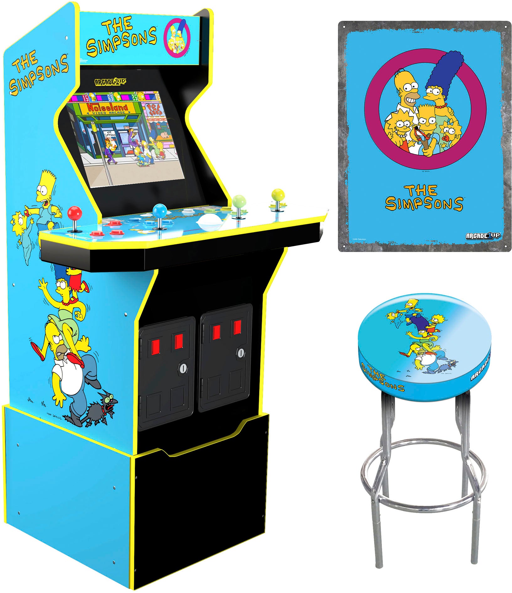 Arcade1Up – Simpsons 30th Anniversary Edition Arcade-Automat mit Hocker und Metallbox – Mehrfarbig