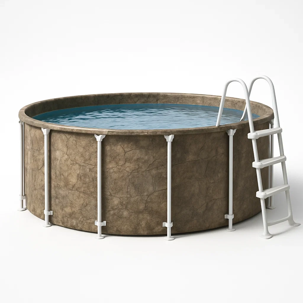Piscine hors-sol tubulaire ronde 298 x 96 cm, marron/blanc, avec filtre et échelle TbKMbtG234kP