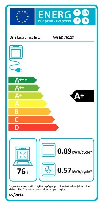 LG Pyrolyse-Backofen WSED7612S, 3,5 kW, 76 l, Klapptür, 15 Kochfunktionen, WLAN, Energieeffizienzklasse A+ – Edelstahl