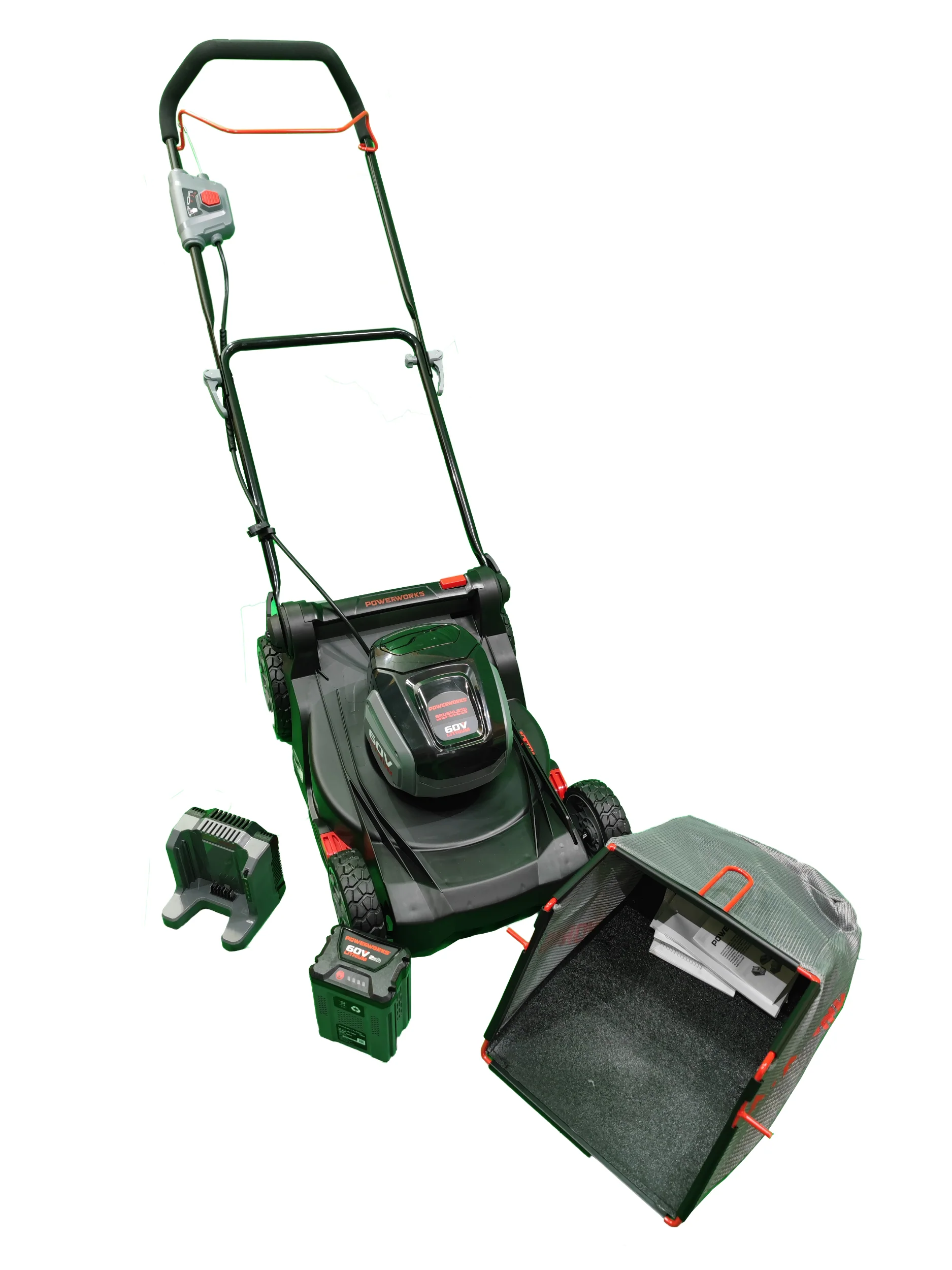 Powerworks PD60LM41K2 60V Akku-Rasenmäher (Modelljahr 2025) mit 60V 2Ah Akku und Ladegerät