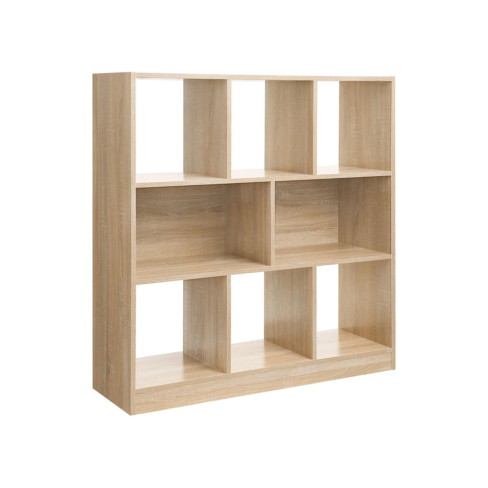 Bücherregal aus Holz mit Würfeln und Regalböden