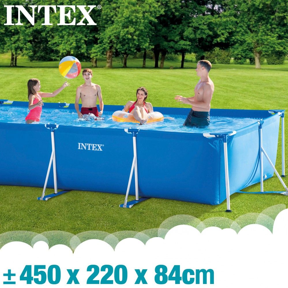 Intex Rechteckiger, röhrenförmiger PVC-Aufstellpool 450x220x84 cm Blau mit Filterpumpe