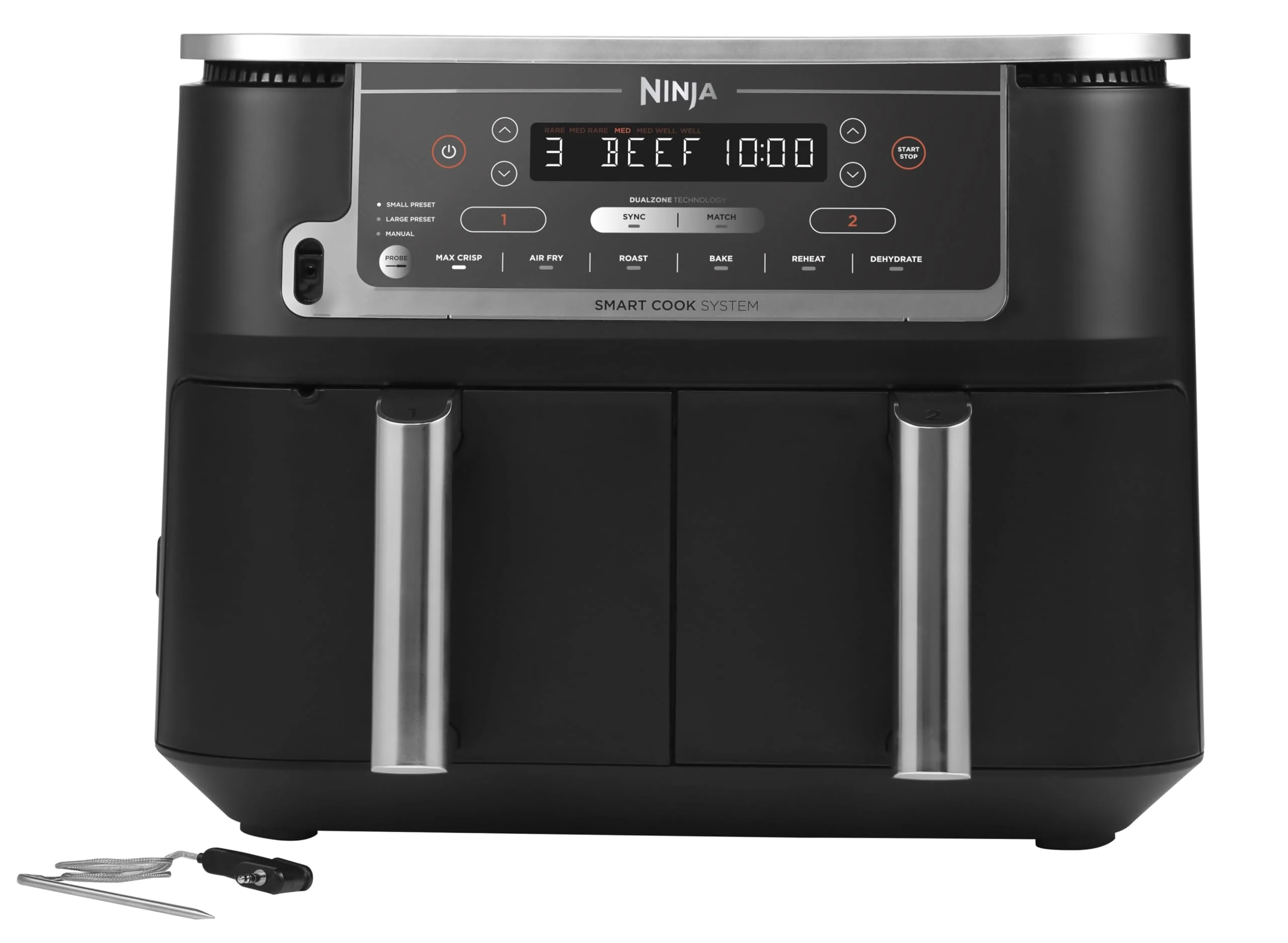 Ninja AF451EU Foodi Max Heißluftfritteuse, 9,5 l, 2470 W, LED-Touchscreen, Schwarz (Modelljahr 2025).