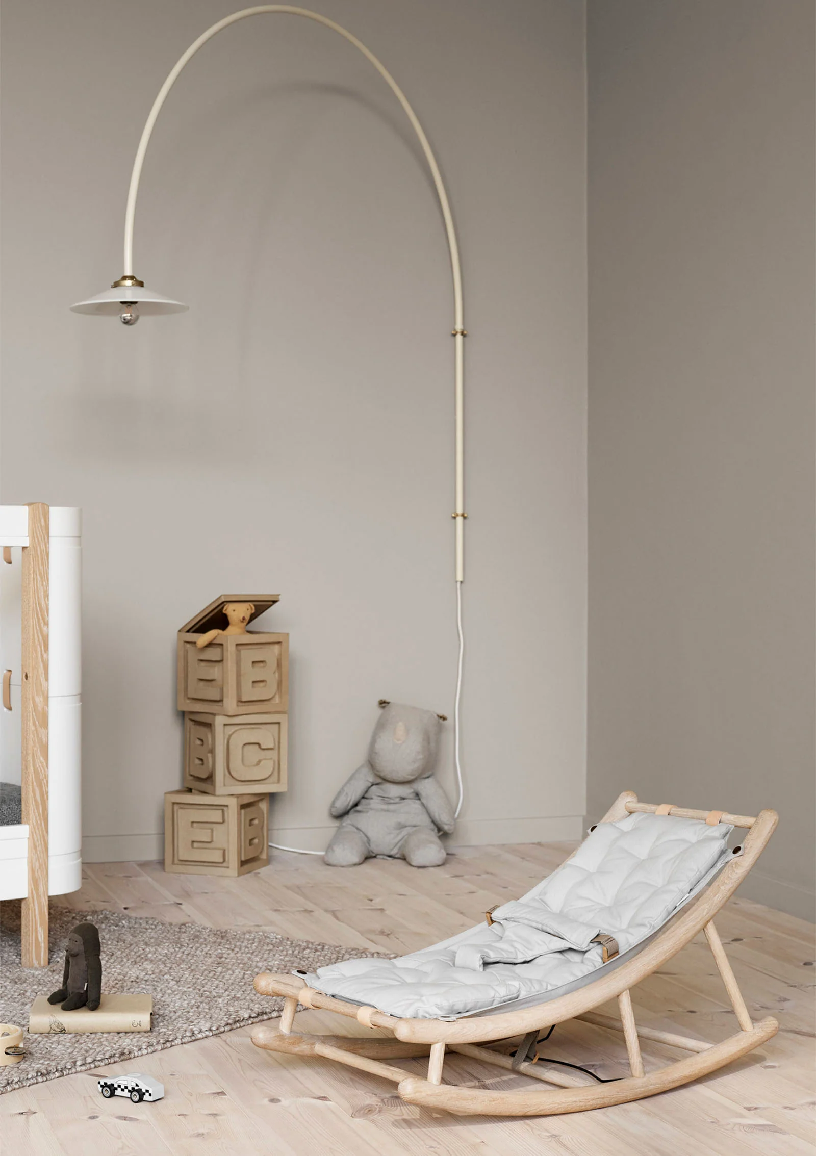 2025 Baby- und Kleinkind-Hängematte „Holz“ Eiche/Grau