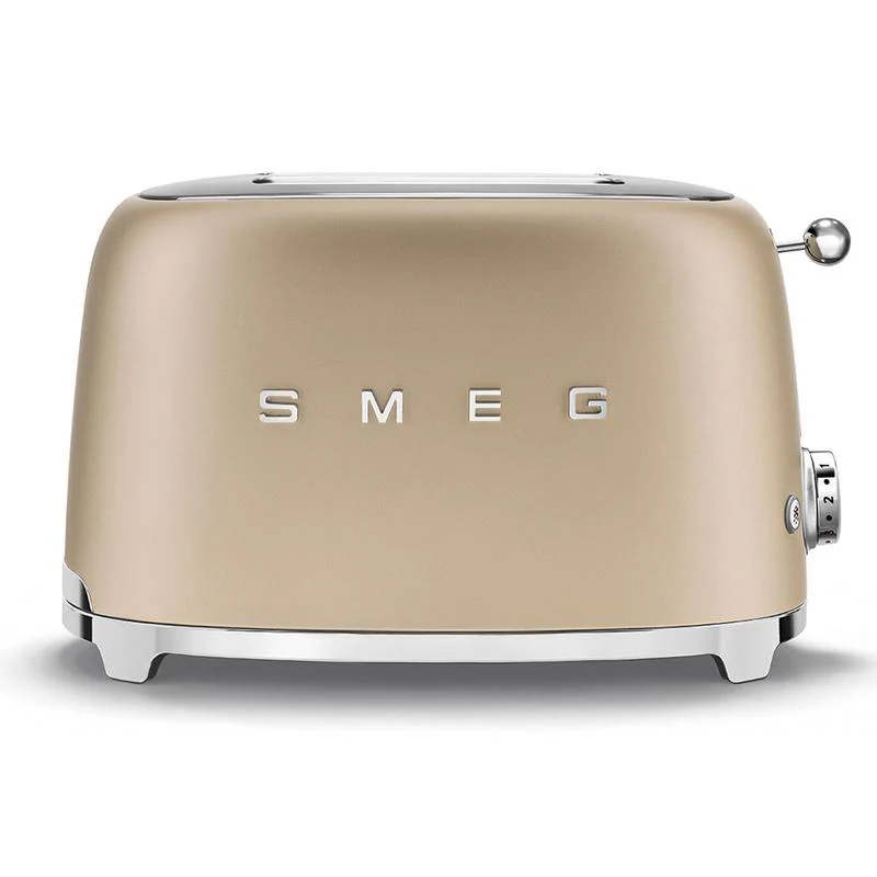 SMEG TSF01CHMUK Retro-Toaster für 2 Scheiben, 2025, Stil der 1950er Jahre – Mattes Champagner-Finish