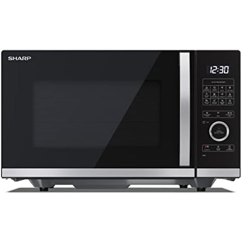 Sharp YC-QG254AE-B – Mikrowelle mit Grill- und Flachbetttechnologie (ohne Drehteller), 900 W, 25 l, 10 Leistungsstufen, Eco-Auftaufunktion, Schwarz