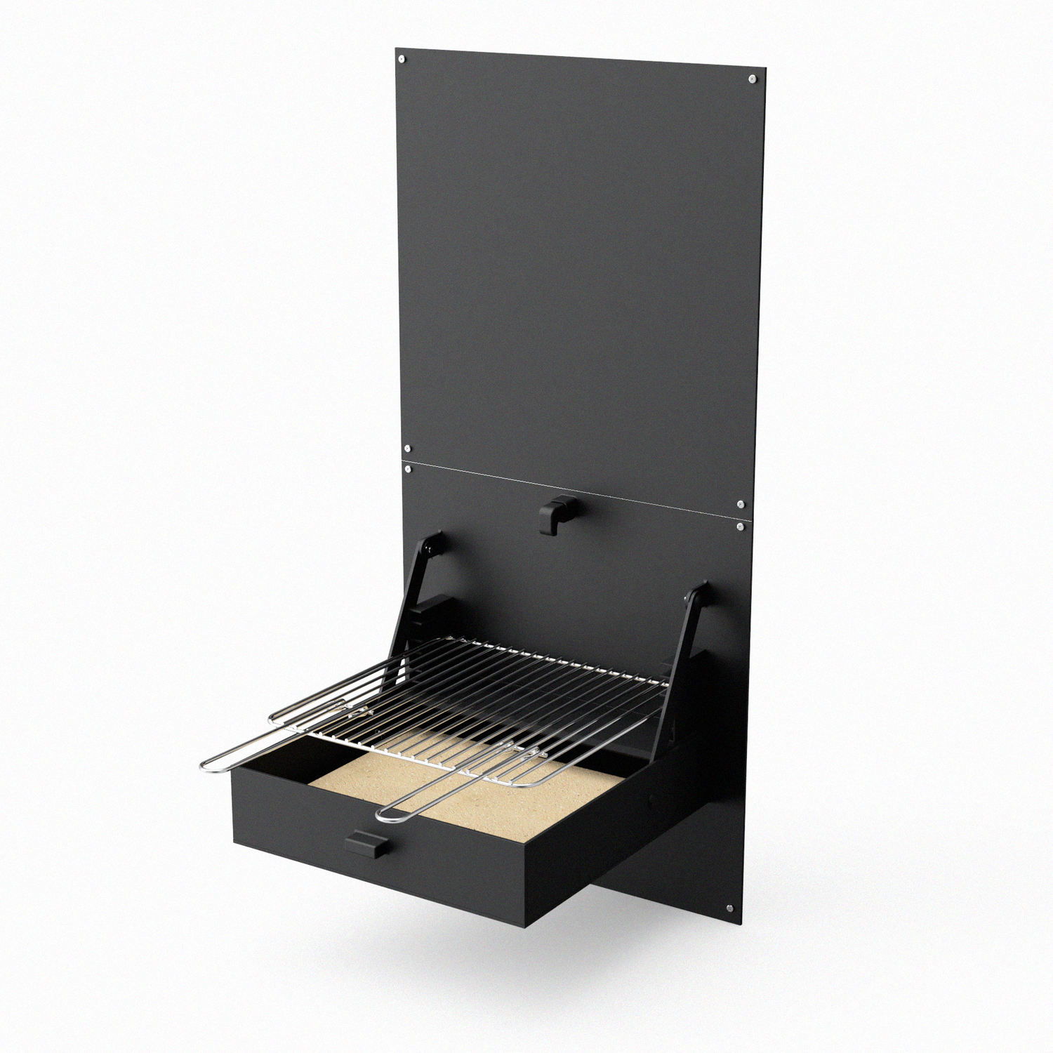 Tuozi – Einbaugrill für Holz und Holzkohle, Modell Wall Ibbq, mit Schutzplatte (Schwarz – 58,5 x 57 x 114 cm) Art.-Nr.: 4200/2