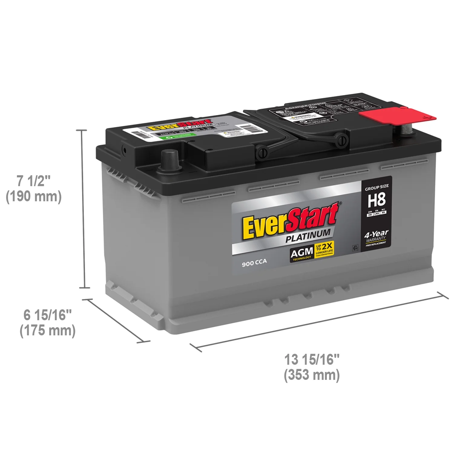 2025 EverStart Platinum AGM-Batterie in Originalverpackung. Baugröße H8/LN5/49. 12 Volt. 900