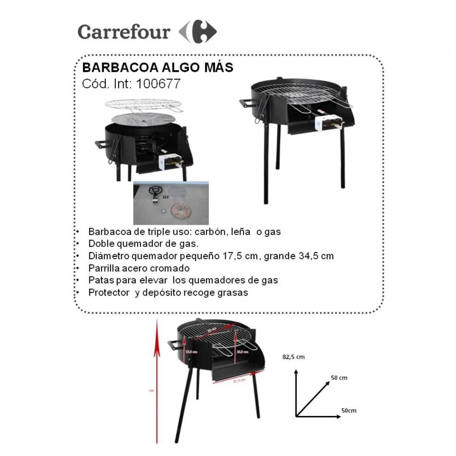 Algo Más 50cm Dreifach-Gasgrill mit 2 Brennern