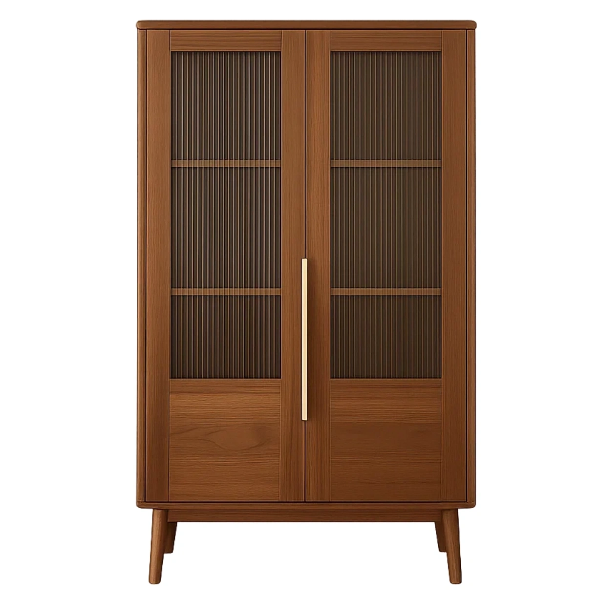 Vitrine à portes vitrées, structure en bois, couleur noyer, autoportante, pour salon ou salle à manger, 80 x 40 x 150 cm - fphKzIx7HyWn