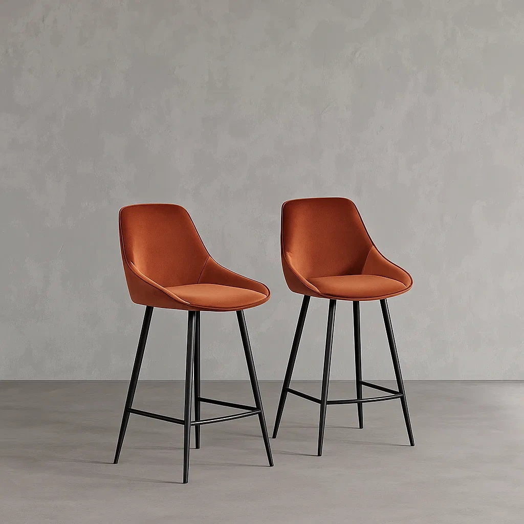 Ensemble de 2 tabourets hauts avec dossier, similicuir naturel foncé et noir et métal, pour usage intérieur, 49,5 × 46 × 111 cm - lYphsXUUvhON