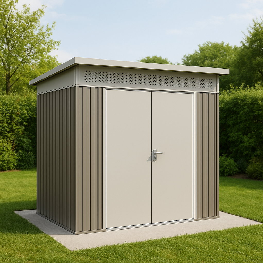 Abri de jardin en métal 240x180x220 Vert clair/Beige gkieKNm407RG