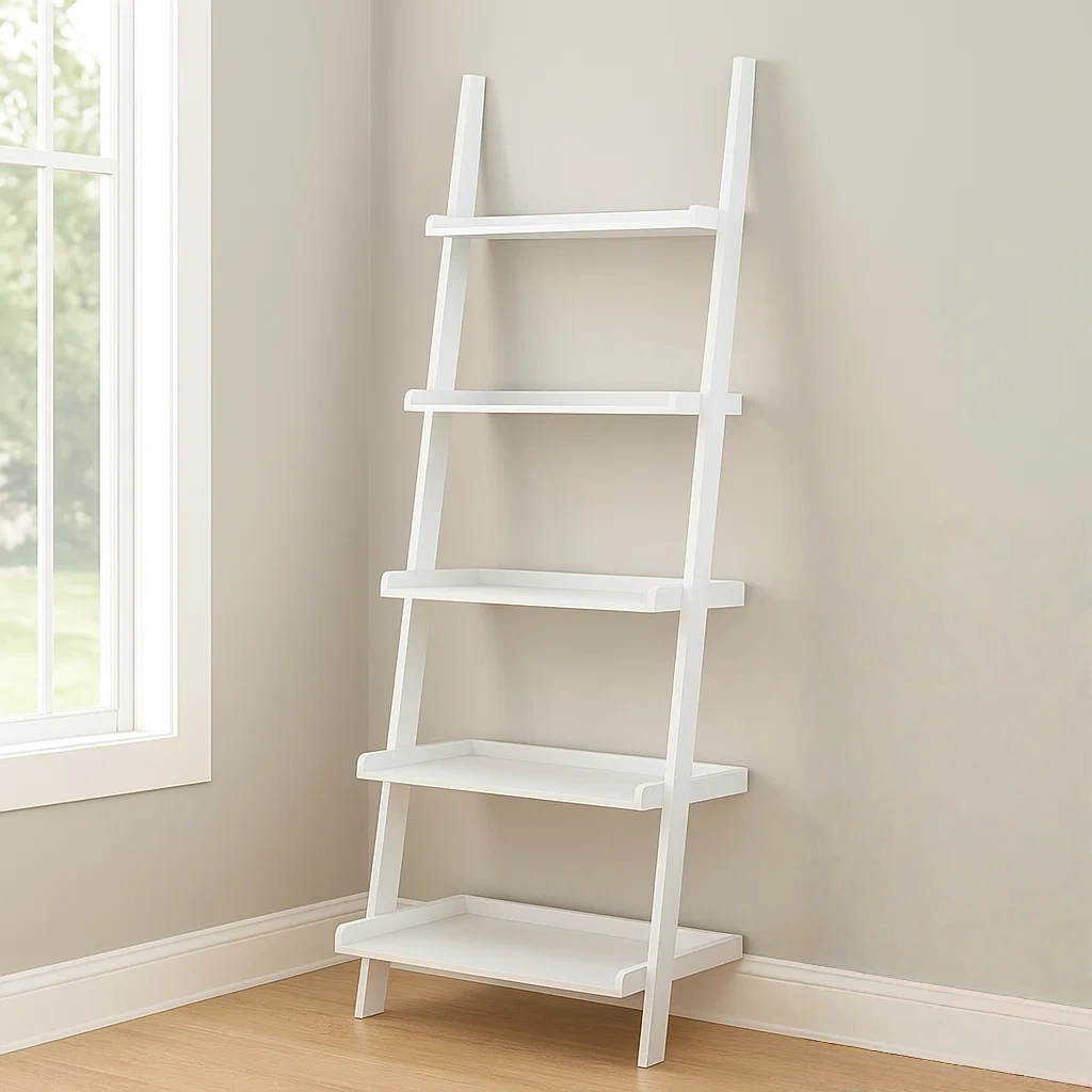 Étagère de rangement blanche en bois, idéale pour le salon ou le bureau, 64 x 40 x 185 cm