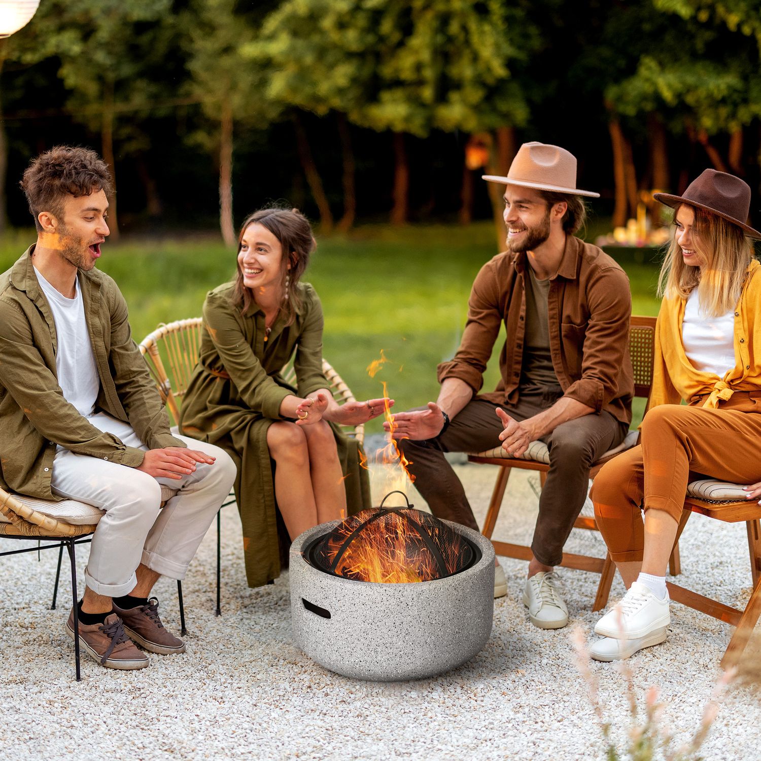 Metall-Feuerschale für den Außenbereich Ø45x34 cm - outsunny. Grau