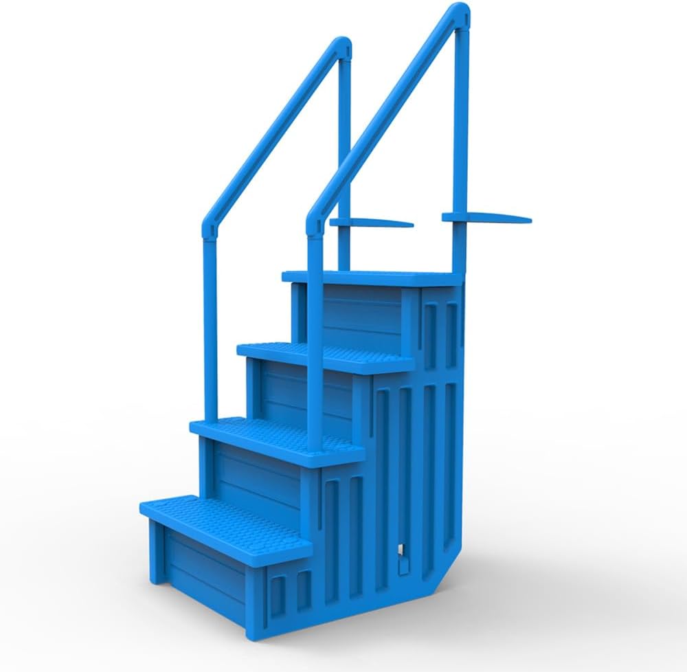 Rutschfeste Leiter für Aufstellpools | Grau | Für Aufstellpools mit einer Beckenrandhöhe von 122 bis 137 cm | Sicherheitsleiter mit einer Tragkraft von bis zu 136 kg