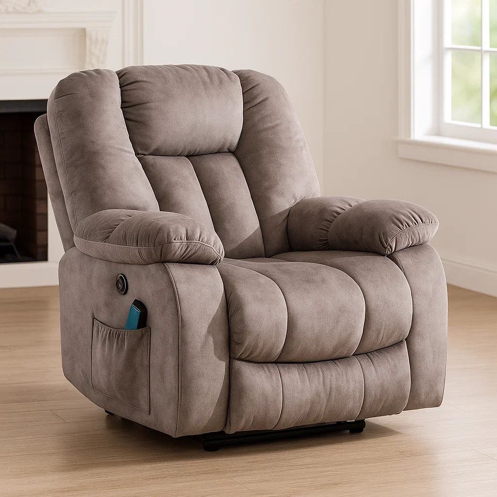 Transat en lin gris fumé, idéal pour le salon ou la chambre, 71 x 81 x 107 cm