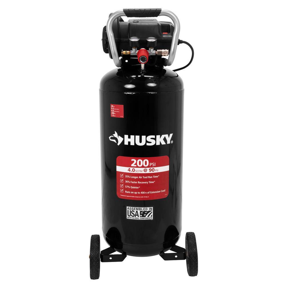 Husky 2025 20-Gallonen-Vertikal-Elektro-Luftkompressor. 200 PSI. Ölfrei – Modell C202H