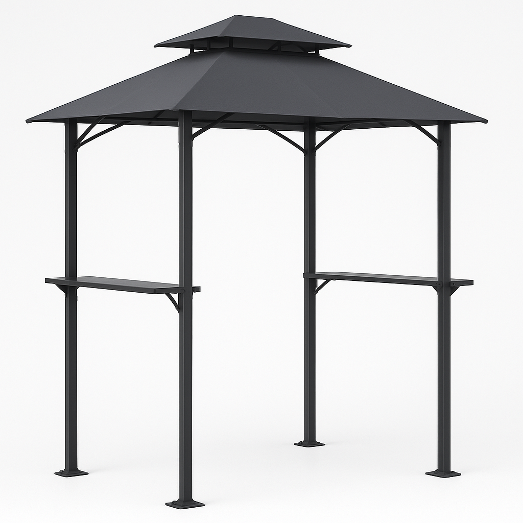 Abri barbecue extérieur en acier anthracite 240 x 150 x 300 cm