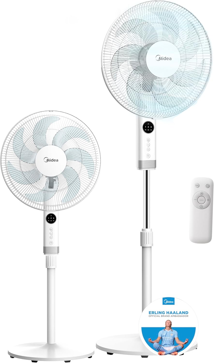 MIDEA Standventilator mit 12 Geschwindigkeitsstufen und Fernbedienung – Leiser Ventilator mit 120° + 135° Oszillation – Ventilator mit Timer, Filter und Doppelflügeln – Luftdurchsatz bis zu 24 Meter