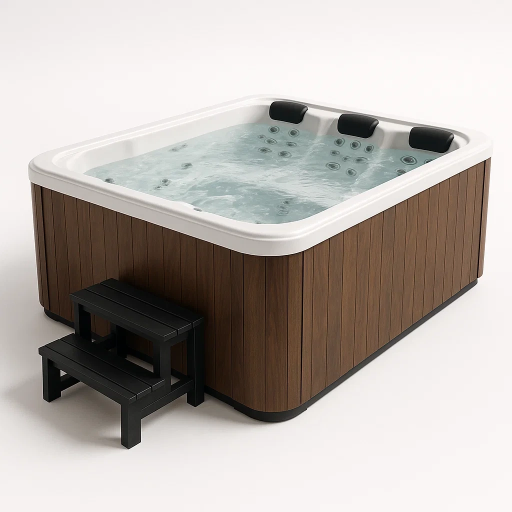 Feste Whirlpools 190x150x80 cm, 3 Personen, quadratisch, hellbraun/weiß VHgFHRJ388rg