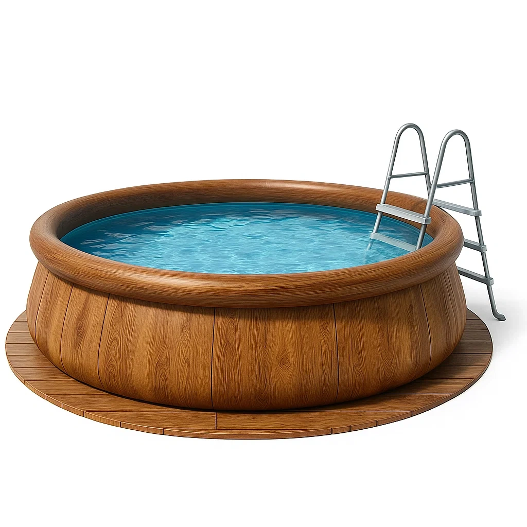 Runder Aufstellpool 366x76cm mit Filterpumpe, Holz kABfJVis36Lt