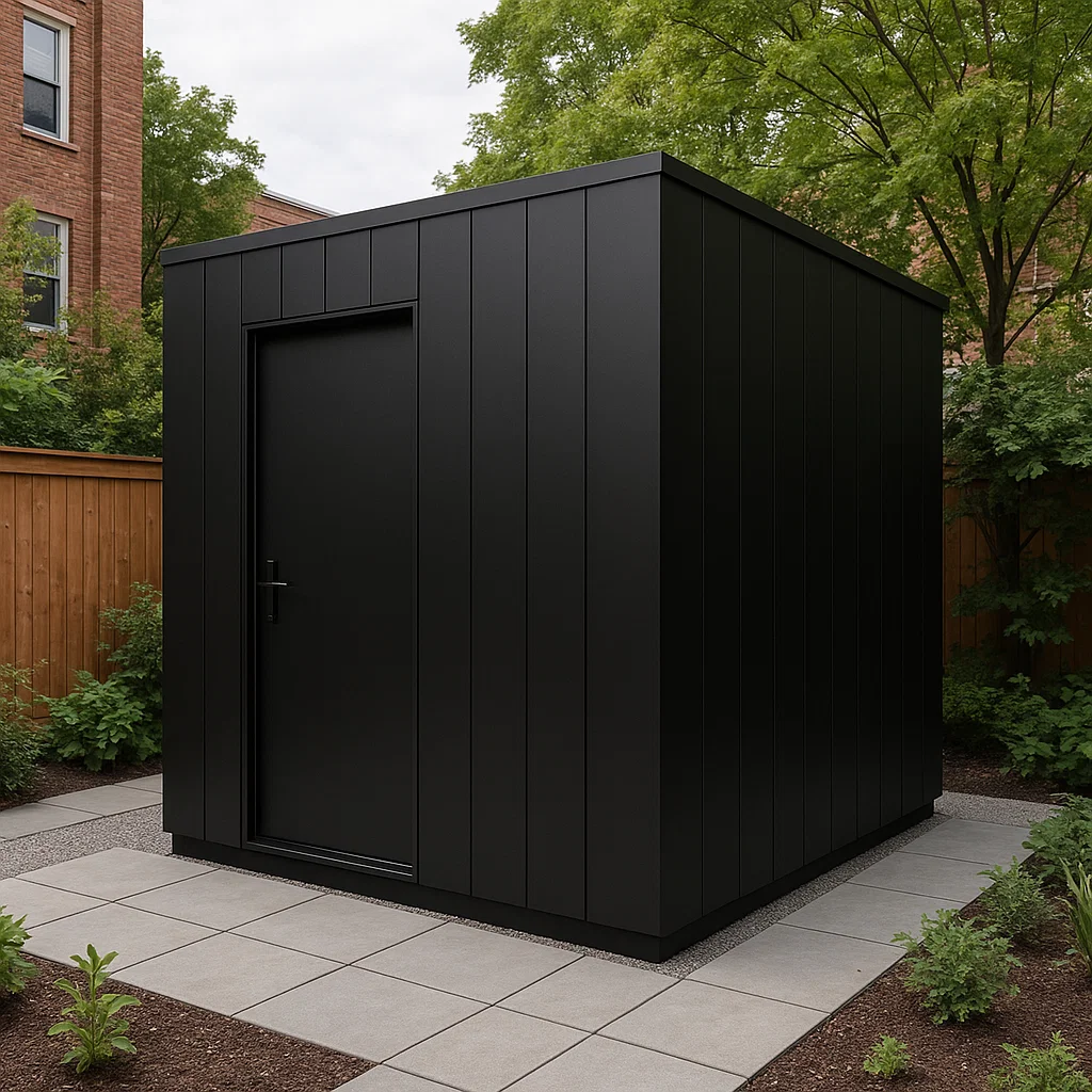 Abri de jardin en acier noir pour usage extérieur, 210 x 180 x 225 cm RDgUMYE194NP