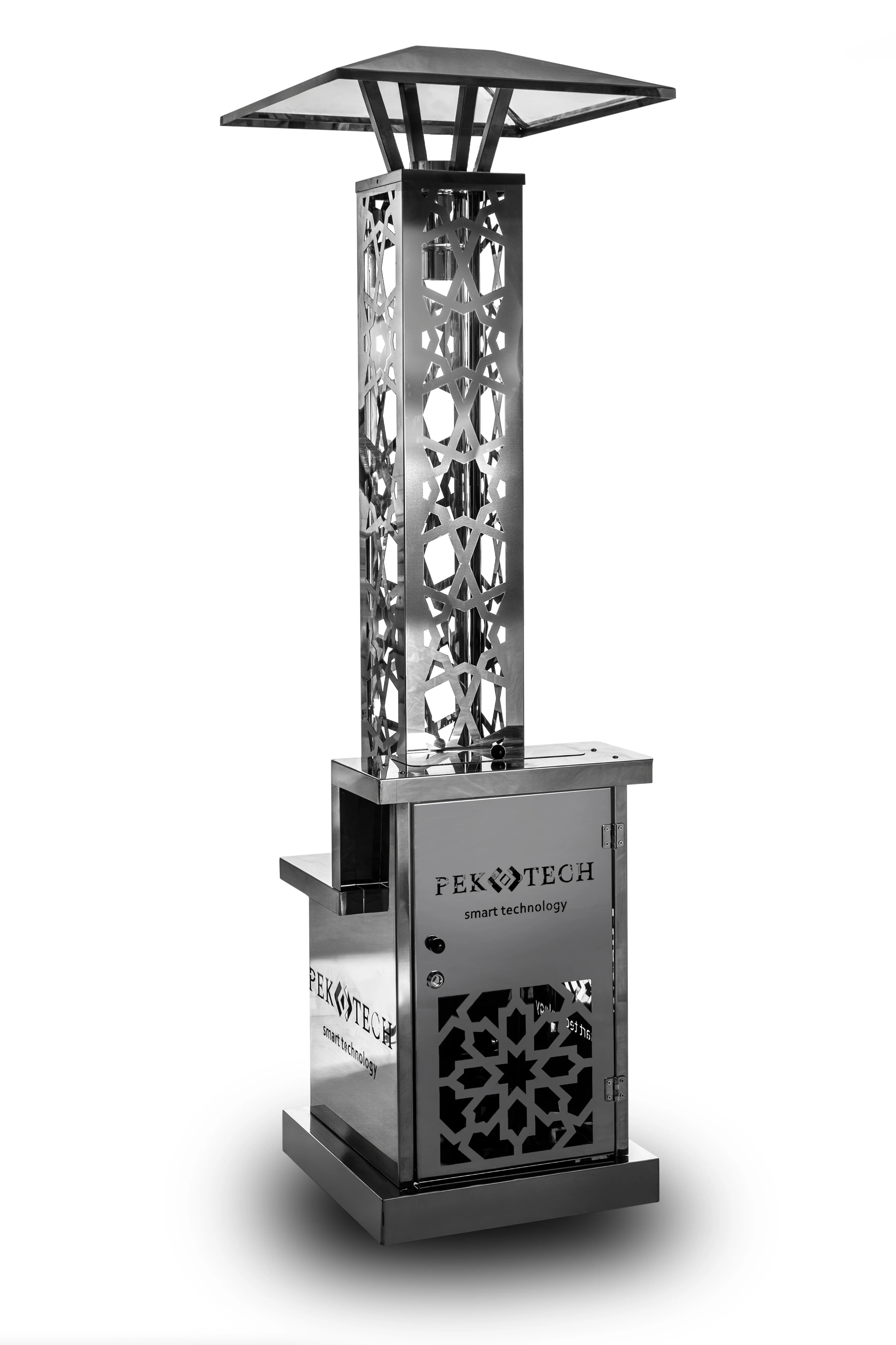 2025 Pektech Peluxe Chrom – Exklusiver Pellet-Heizschirm in integriertem Chrom für Garten und Veranstaltungen