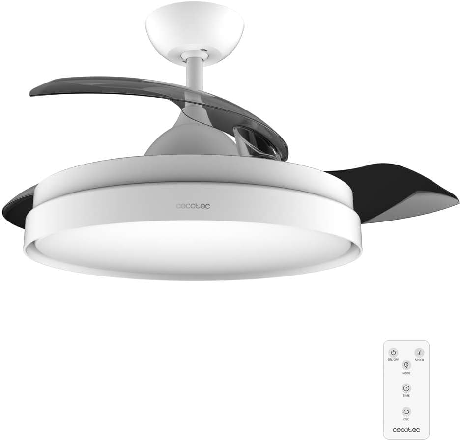 Cecotec EnergySilence Aero 4280 Stahl-Deckenventilator mit einziehbaren Flügeln und unsichtbarer Beleuchtung, 40 W, 106 cm Durchmesser, Timer, 3 Lichtfarben, Sommer-/Winterfunktion