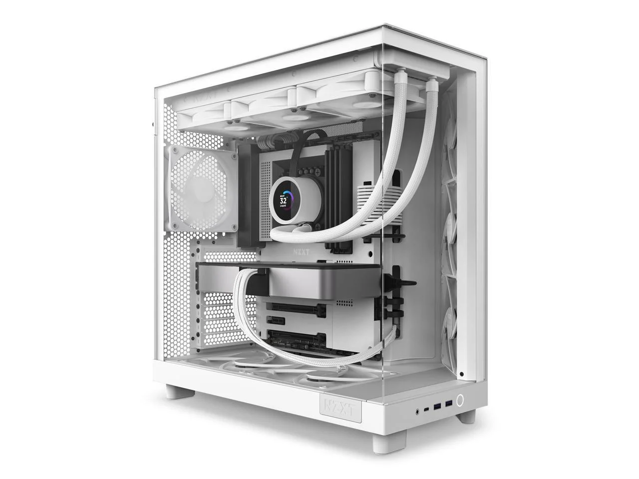 NZXT H6 FLOW 2025 – Kompaktes Midi-Tower-Gehäuse mit zwei Kammern und optimierter Luftzirkulation. Weiß. CC-H61FW-01