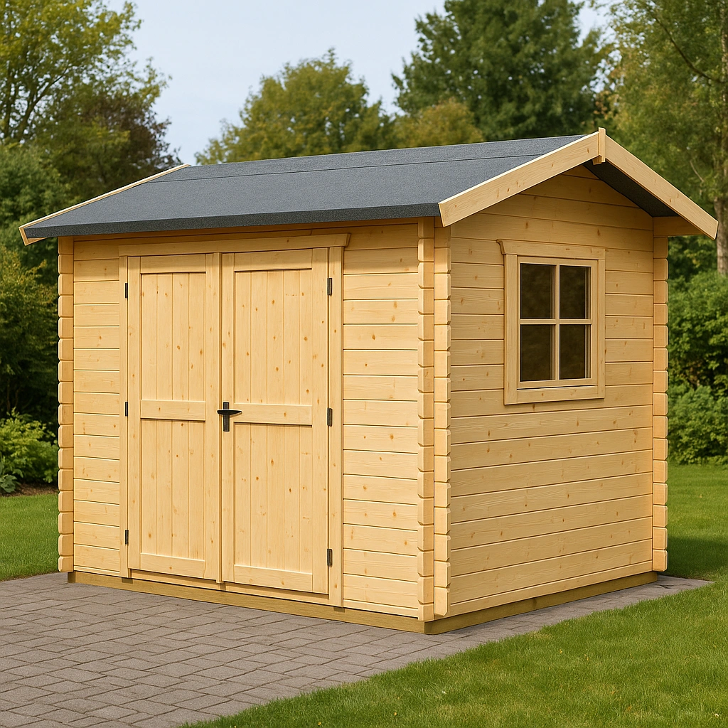 Abri de jardin en bois avec fenêtre et toit en asphalte 240 cm x 180 cm x 270 cm