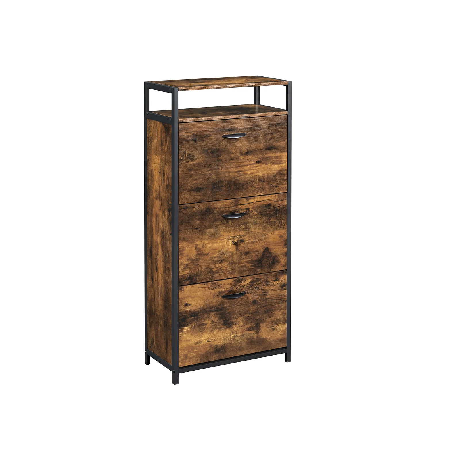 Rustikaler Schuhschrank in Braun und Schwarz