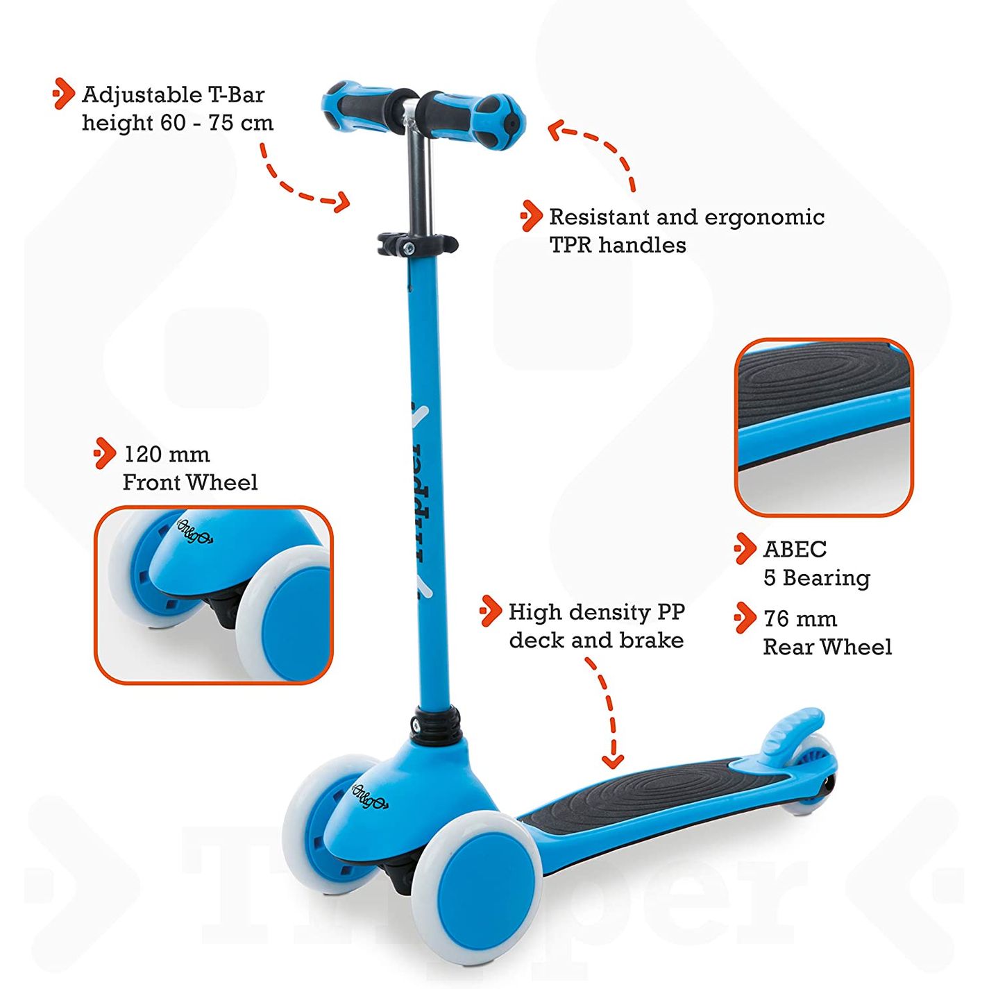 Tripper Scooter 2 Vorderräder Blau