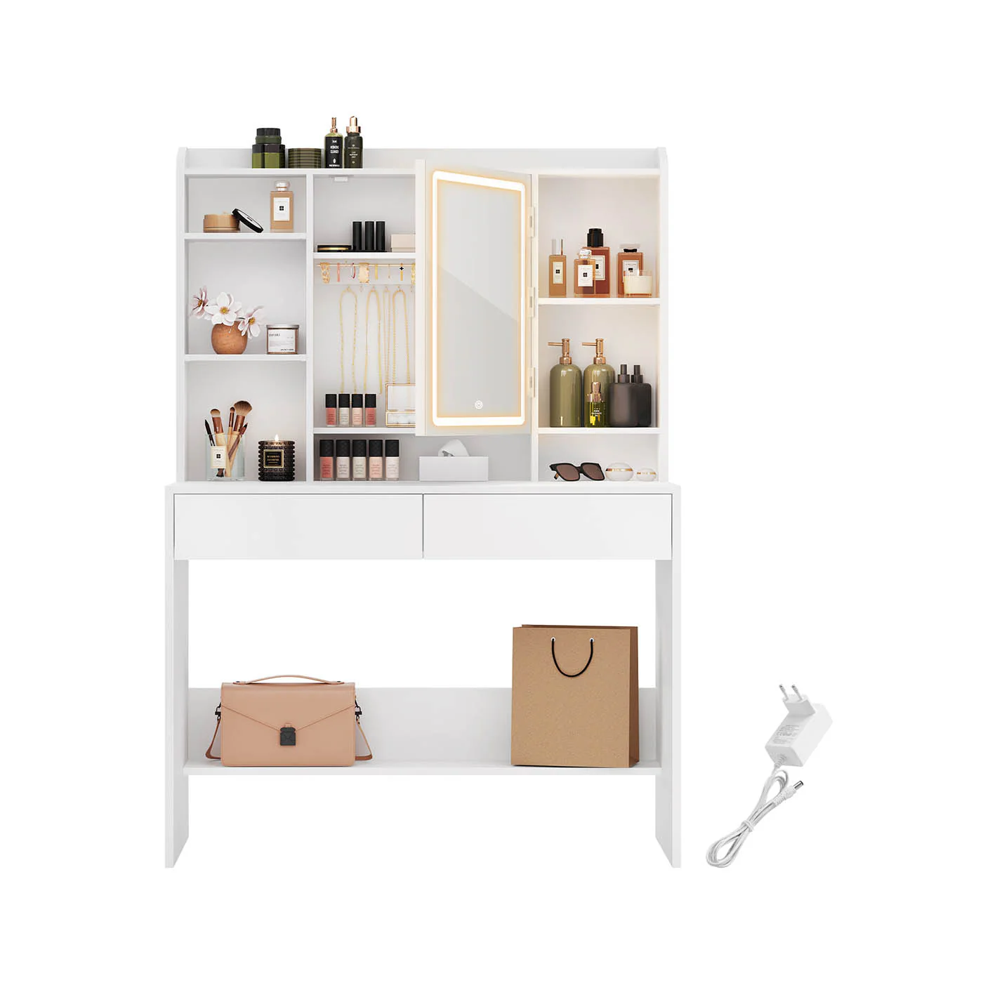 Weißer Schminktisch mit LED-Beleuchtung