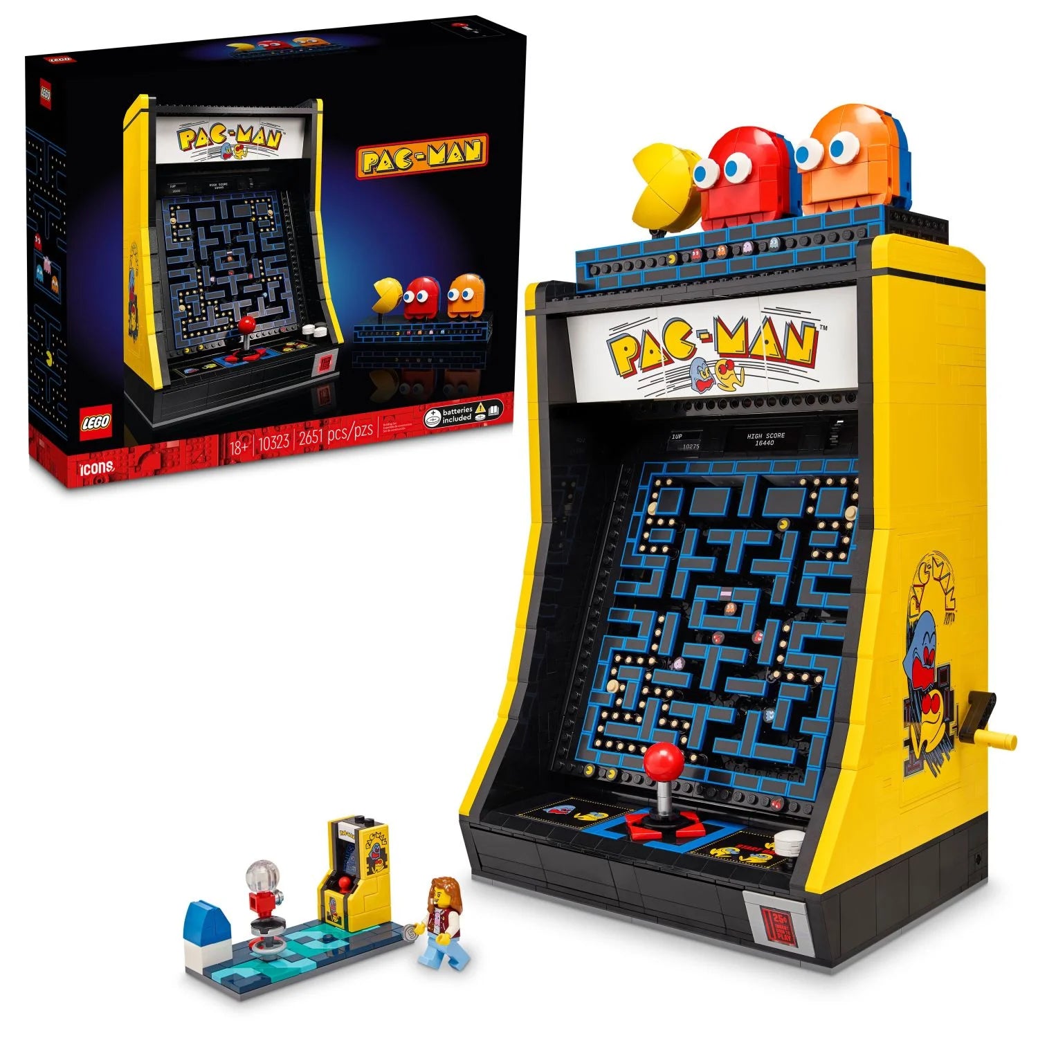 LEGO Icons Arcade PAC-MAN 10323 – Bauset für Erwachsene, Nachbildung eines klassischen Videospiels, nostalgisches Geschenk für Retro-Spielefans und Vintage-Dekoration, enthält die Figuren PAC-MAN, BLINKY und CLYDE