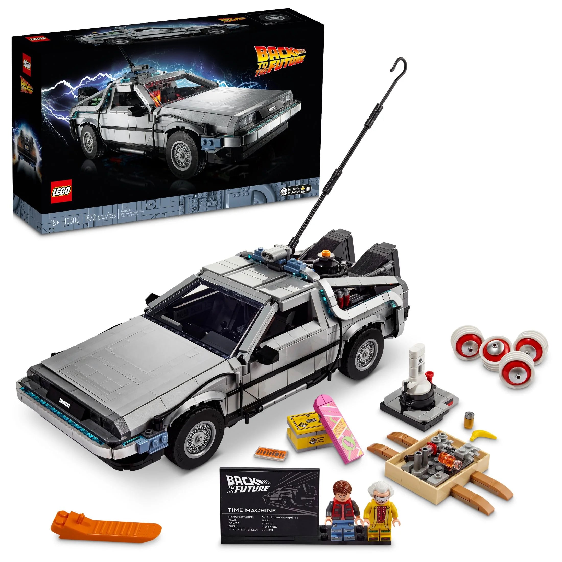 LEGO Icons Zurück in die Zukunft Zeitmaschine 10300 – DeLorean Auto-Bauset, inspiriert vom Filmklassiker