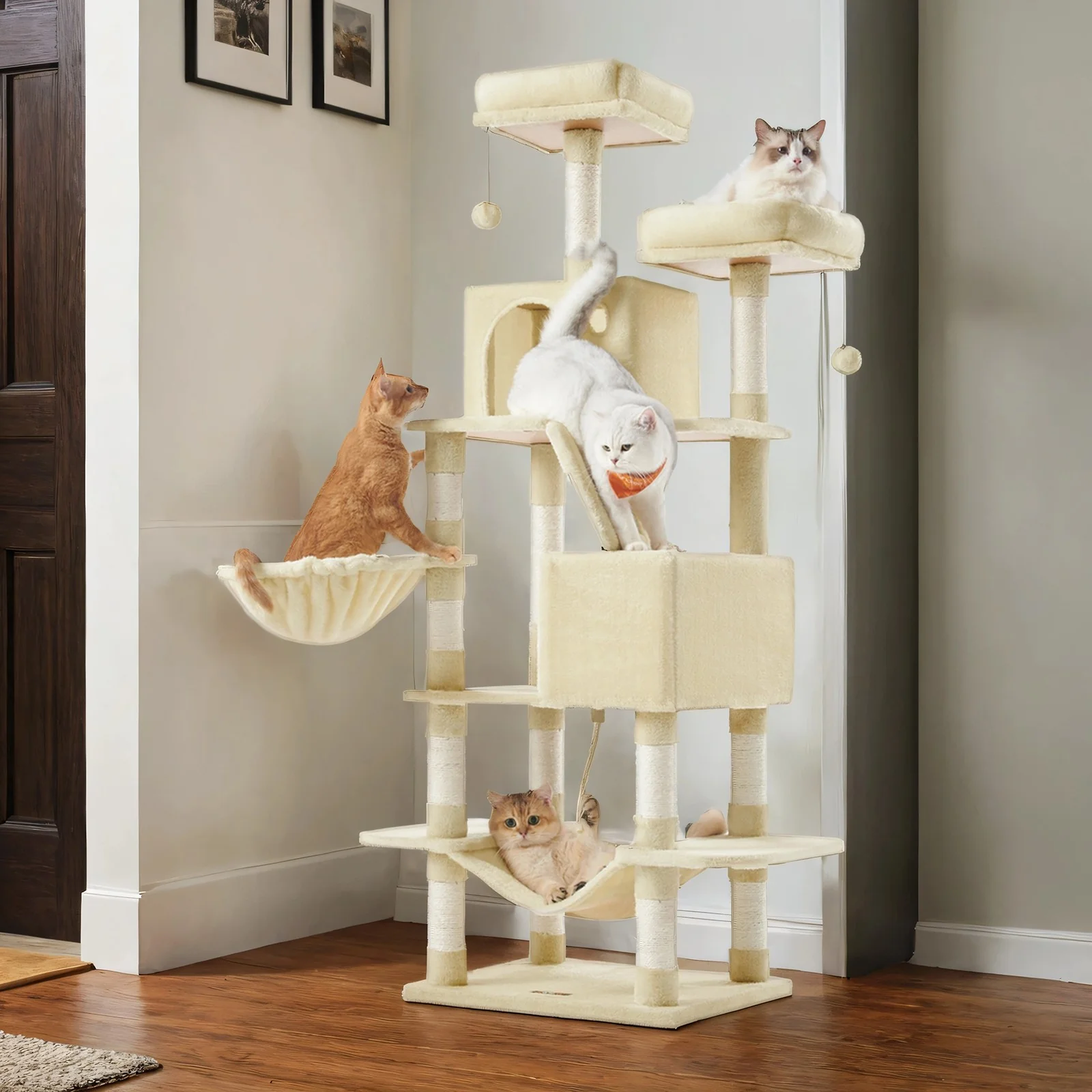 2025 168cm Katzenbaum mit 13 Kratzstämmen und 2 Plattformen