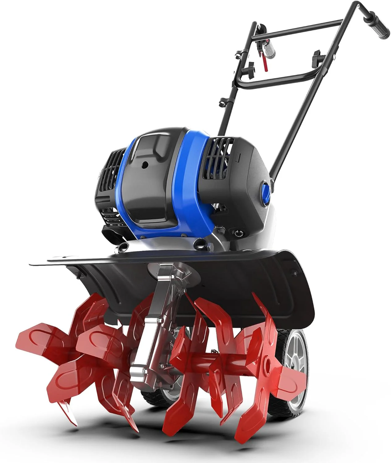 Gartenkultivator (53 cm³) – 38 cm Mini-Kultivator mit abnehmbarem, verstärktem Hebel. Bodenbearbeitungsgerät für Rasenflächen, Gärten und Felder.