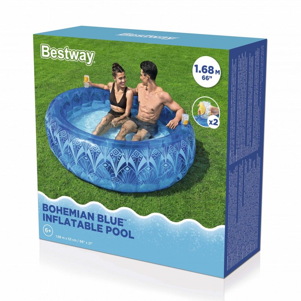 Bestway Extra Resistant Aufblasbarer Swimmingpool Bohemian Blue 168x53 cm +6 Jahre Garten 54479
