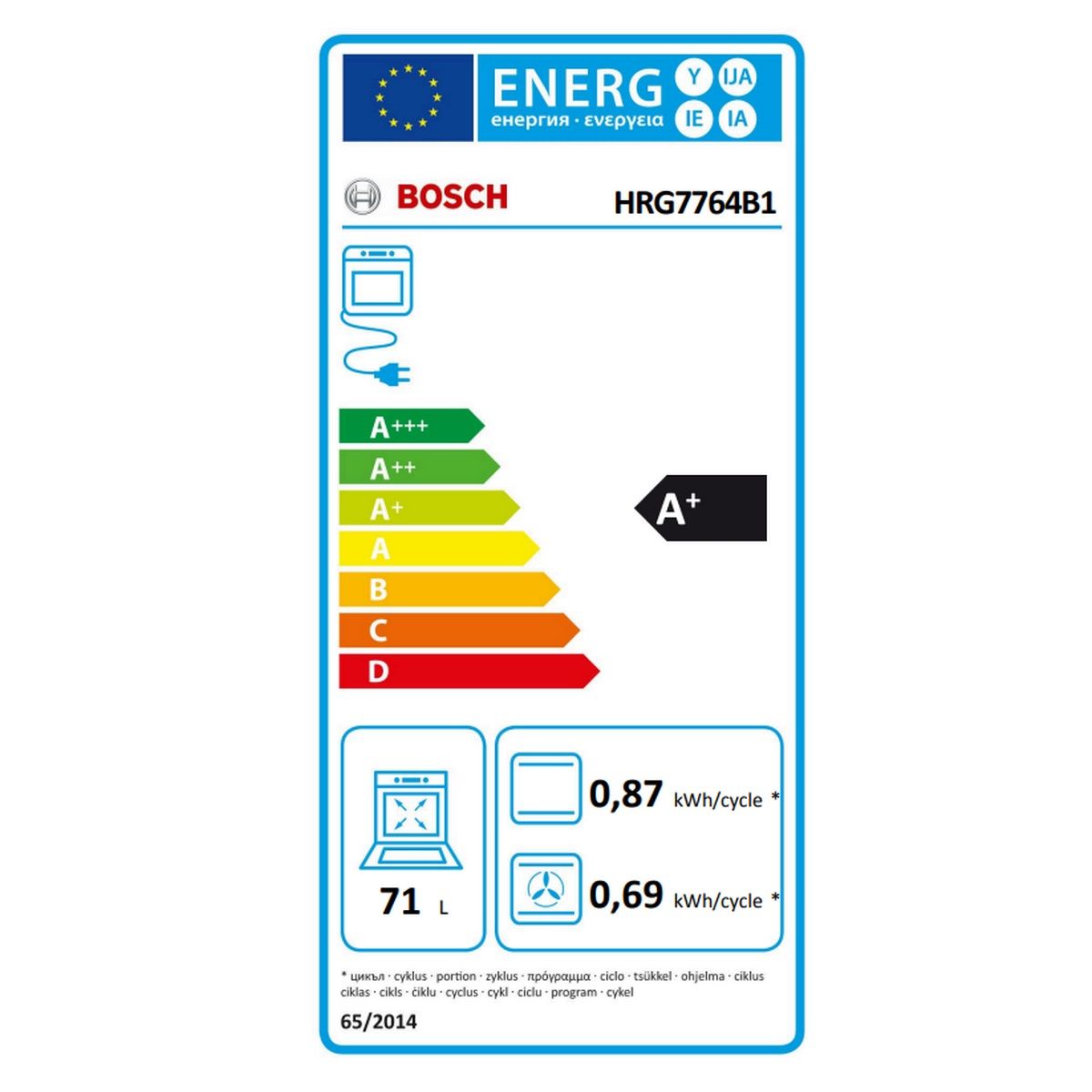 Bosch Einbau-Dampf-Kombibackofen 71 l 60 cm A+ Pyrolyse Schwarz - HRG7764B1