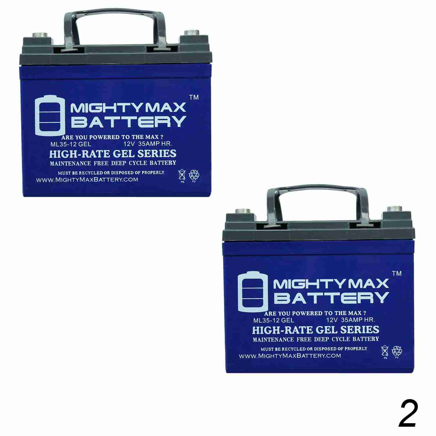 Mighty Max 12V 35Ah Gel-Batterie für Invacare Pronto M50, M51, M61, M71 – 2er-Pack – Markenprodukt