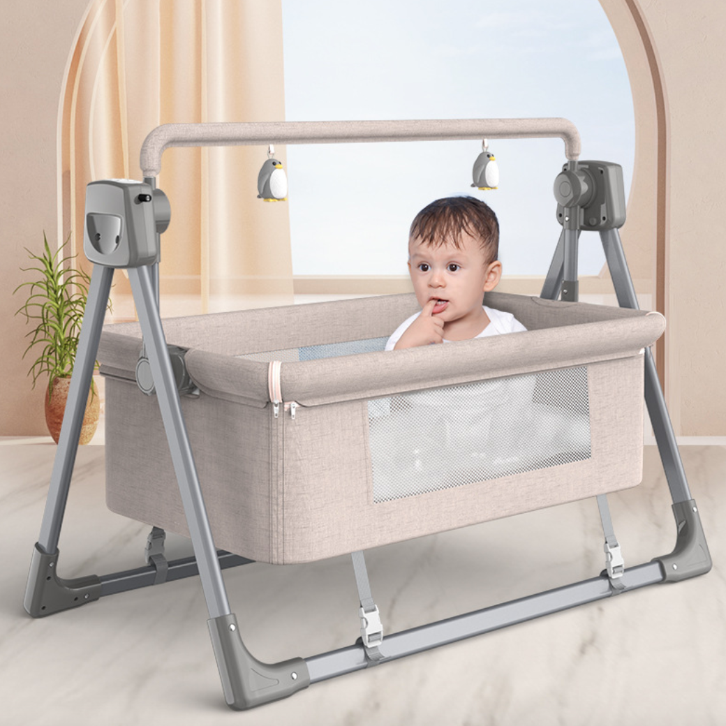 Intelligentes elektrisches Babybett-Set mit Musik, Babybett, Matratze und Babybettwäsche fürs Kinderzimmer
