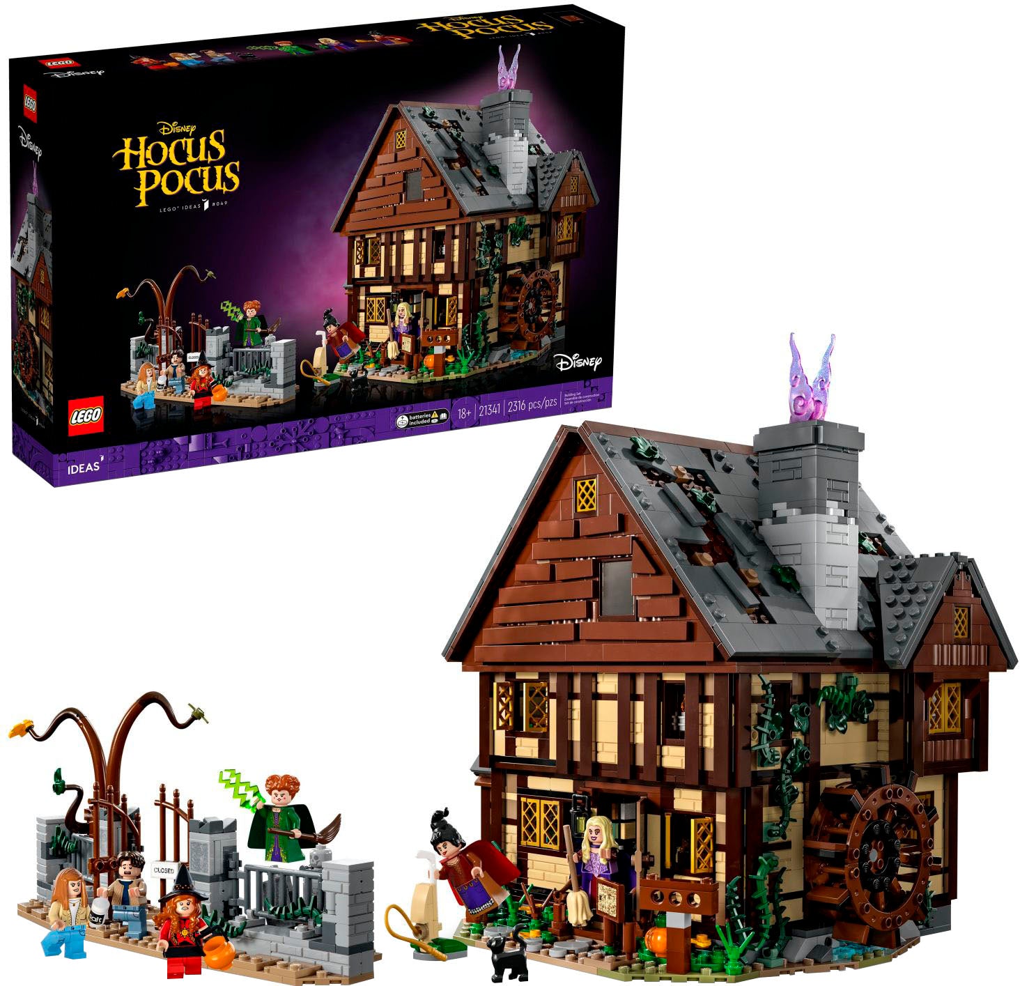 LEGO – Ideas Disney Hocus Pocus: Das Häuschen der Sanderson-Schwestern – Bauset, Halloween-Geschenk für Erwachsene 21341