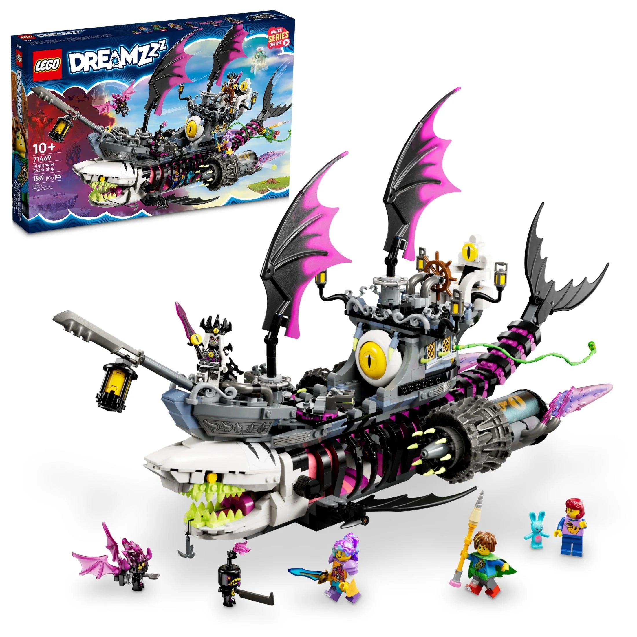 LEGO DREAMZzz Albtraum-Haifischschiff 71469: Baue das Set als fliegendes Piratenschiff oder Monstertruck. Enthält 4 Minifiguren und eine Haifischfigur. Geschenk für Kinder und Jugendliche ab 10 Jahren.