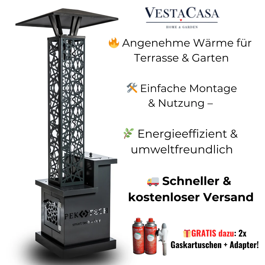Pektech Peluxe Anthrazit 2025 – Eleganter Pelletofen für Garten, Terrasse und Restaurants