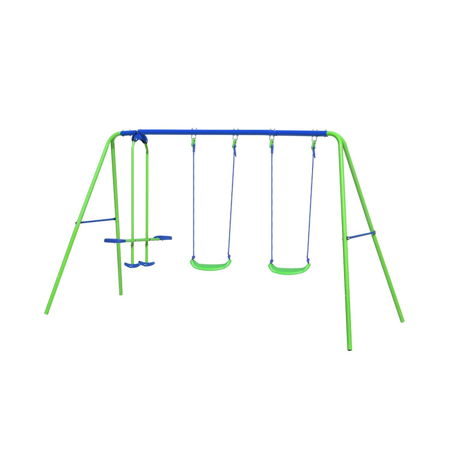 Doppelschaukel für Kindergärten + Spielset aus Metall für Kinder ab 3 Jahren, 280 x 140 x 180 cm, Tragkraft 45 kg
