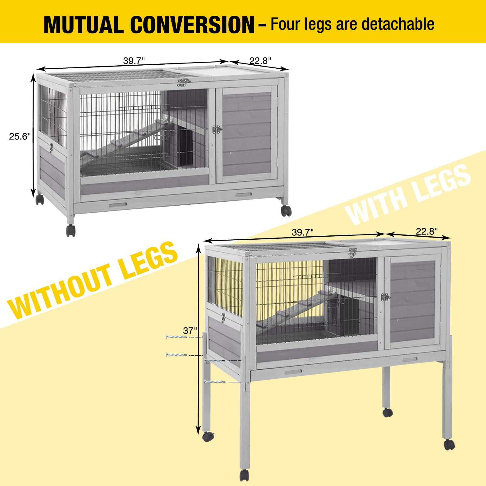 Verbesserte Version 2025 von Aivituvin – Kaninchenstall für den Außenbereich mit ausbruchsicherem System