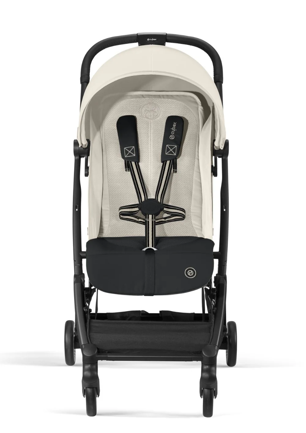 Orfeo Kinderwagen, Modelljahr 2025, schwarz / weißes Canvas
