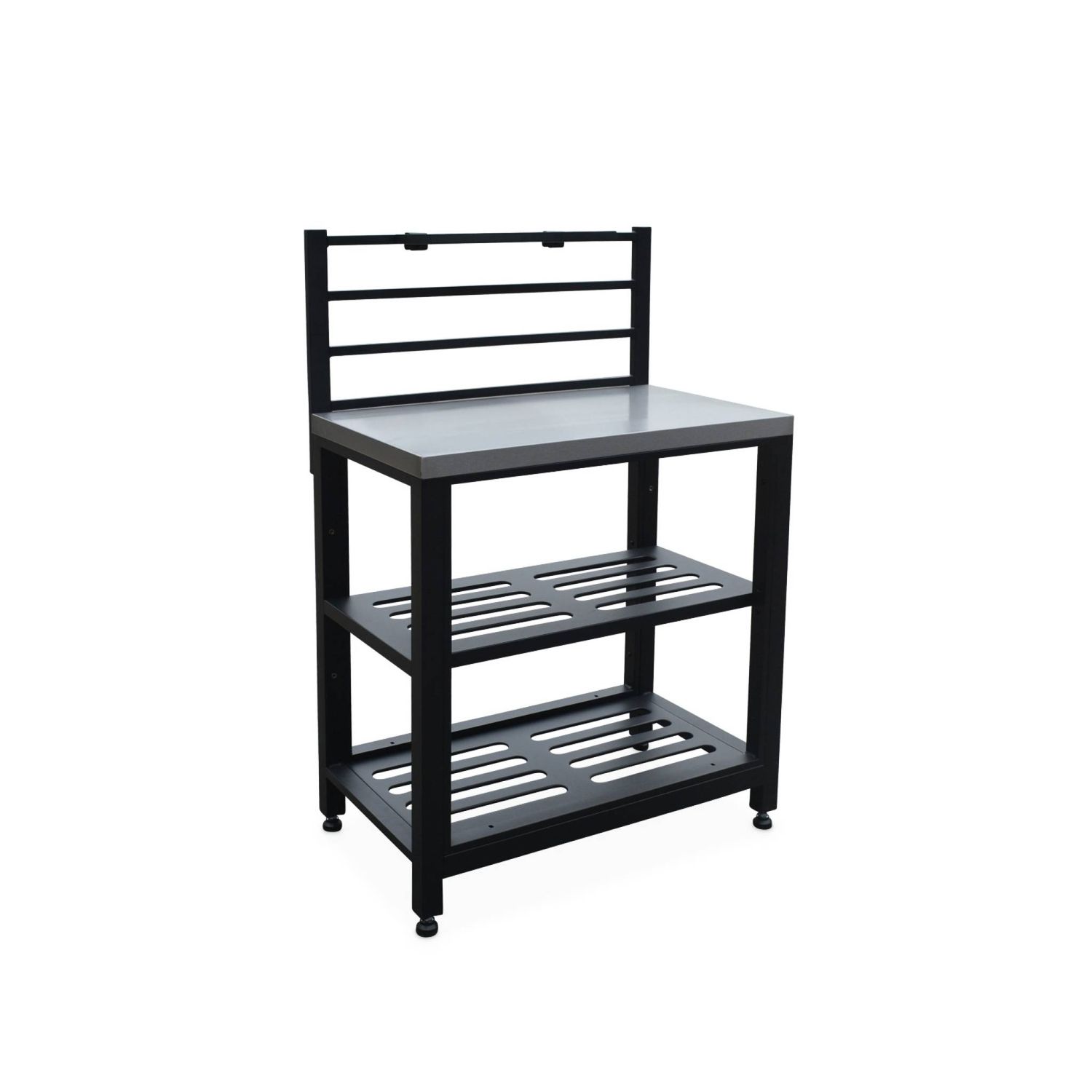 Stahl-Außenküche mit 2 Ablagen, 80 cm, Schwarz