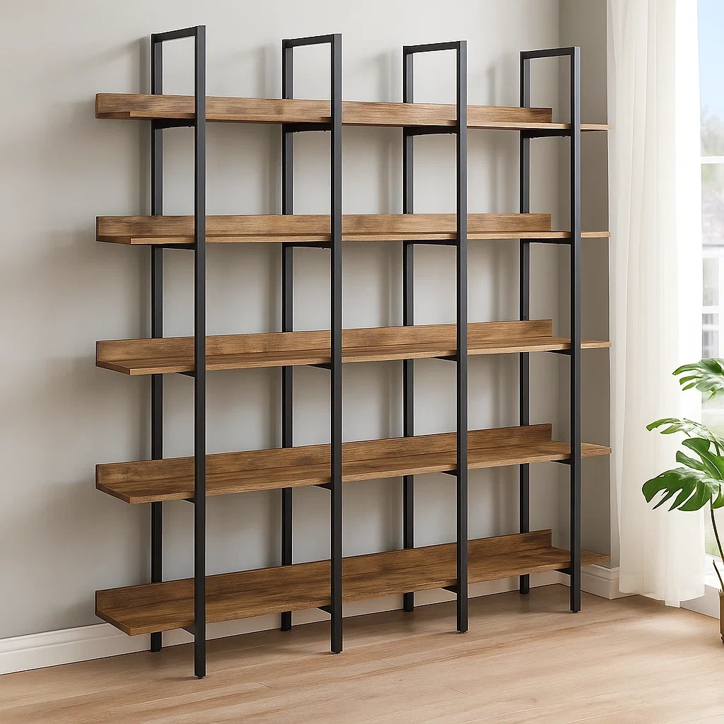 Étagère de rangement marron, en MDF et bois, idéale pour le salon, 180 x 30 x 180 cm